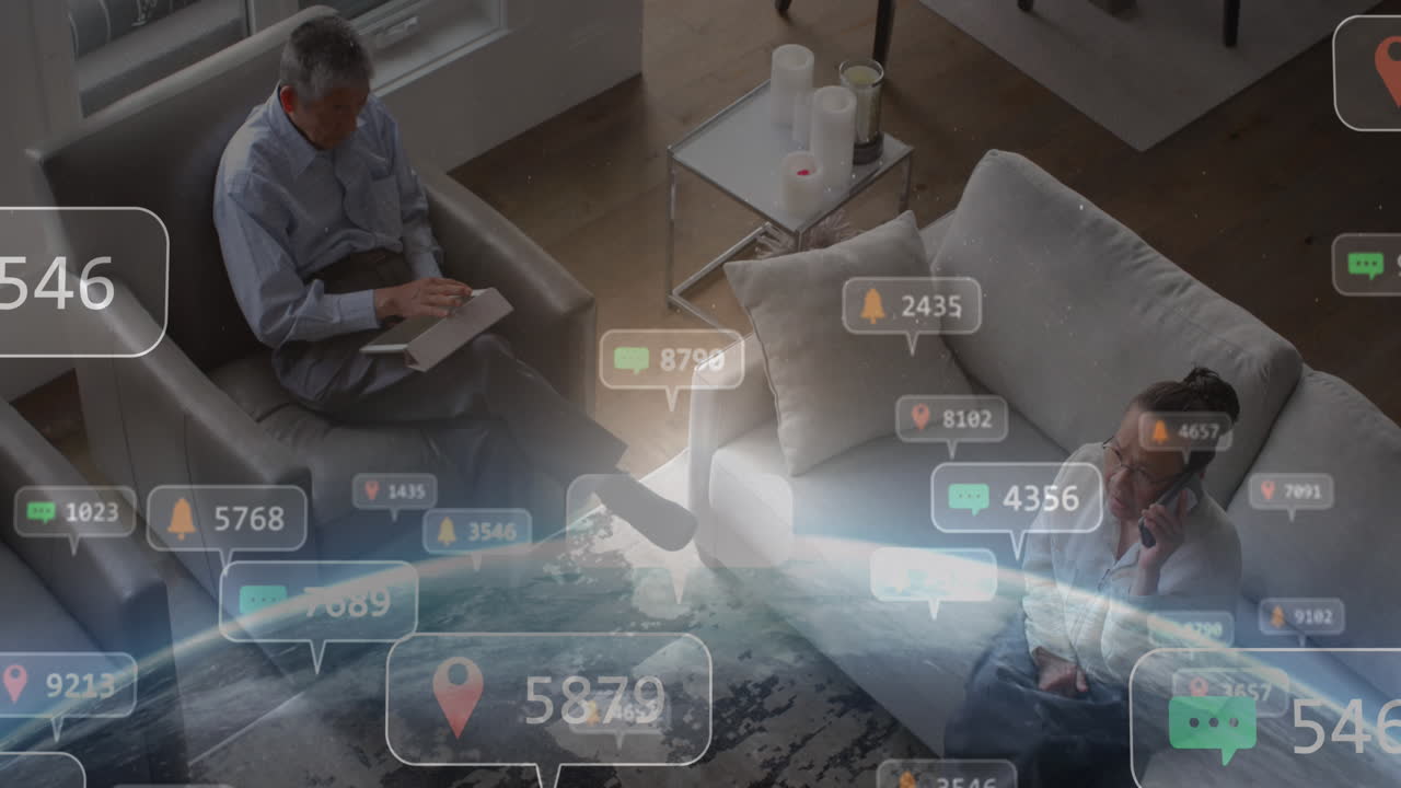 ソーシャルメディア アイコン アニメーション ビジネスミーティング