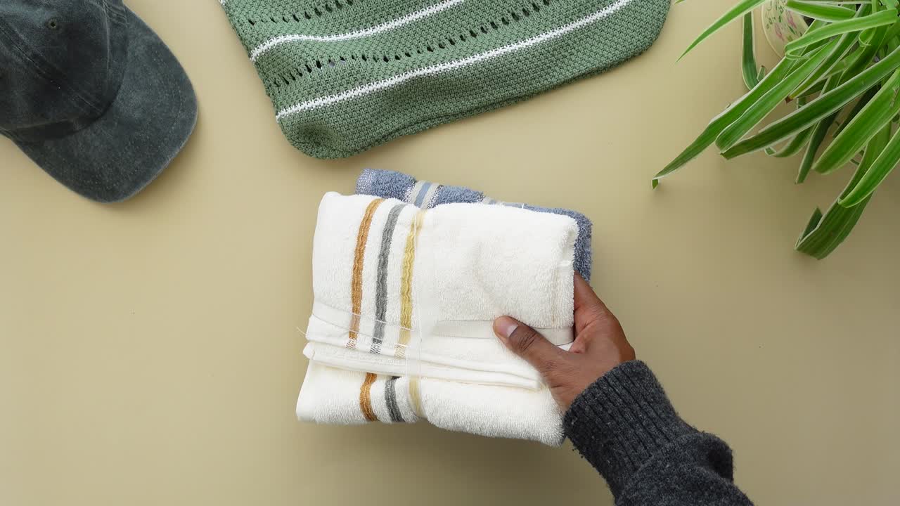 Towels folded on a table