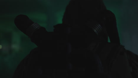 a wounded soldier in the abandoned military complex approaches anomaly