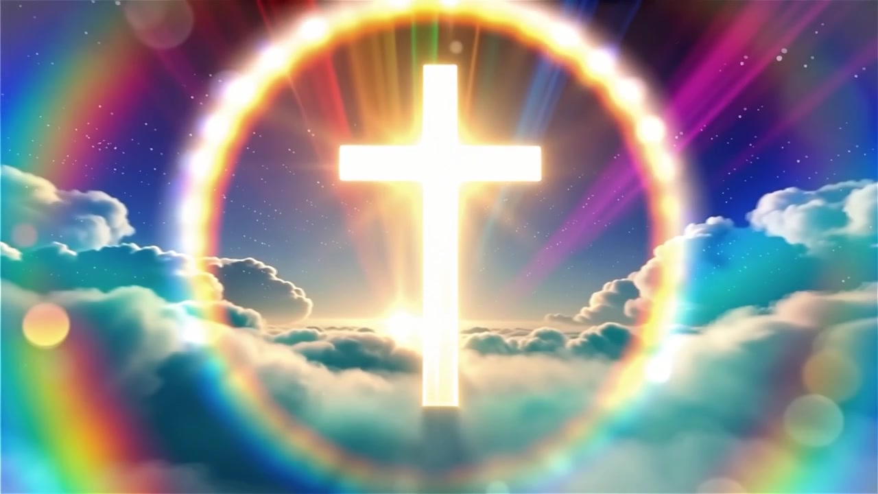 Christian Cross Heavenly Light Worship Background