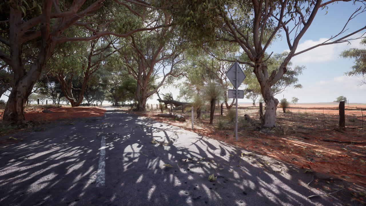 un camino polvoriento que conduce a través del interior de australia