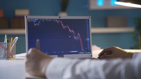 investor checking bitcoin and other altcoin cryptocurrency price index on computer screen.