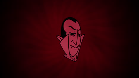 halloween animation with dracula face on red background