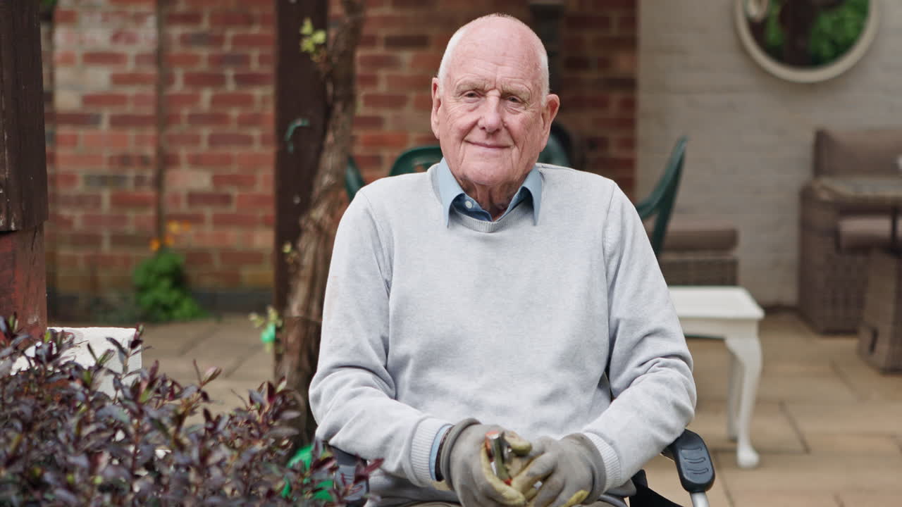 Senior man gardening outdoors