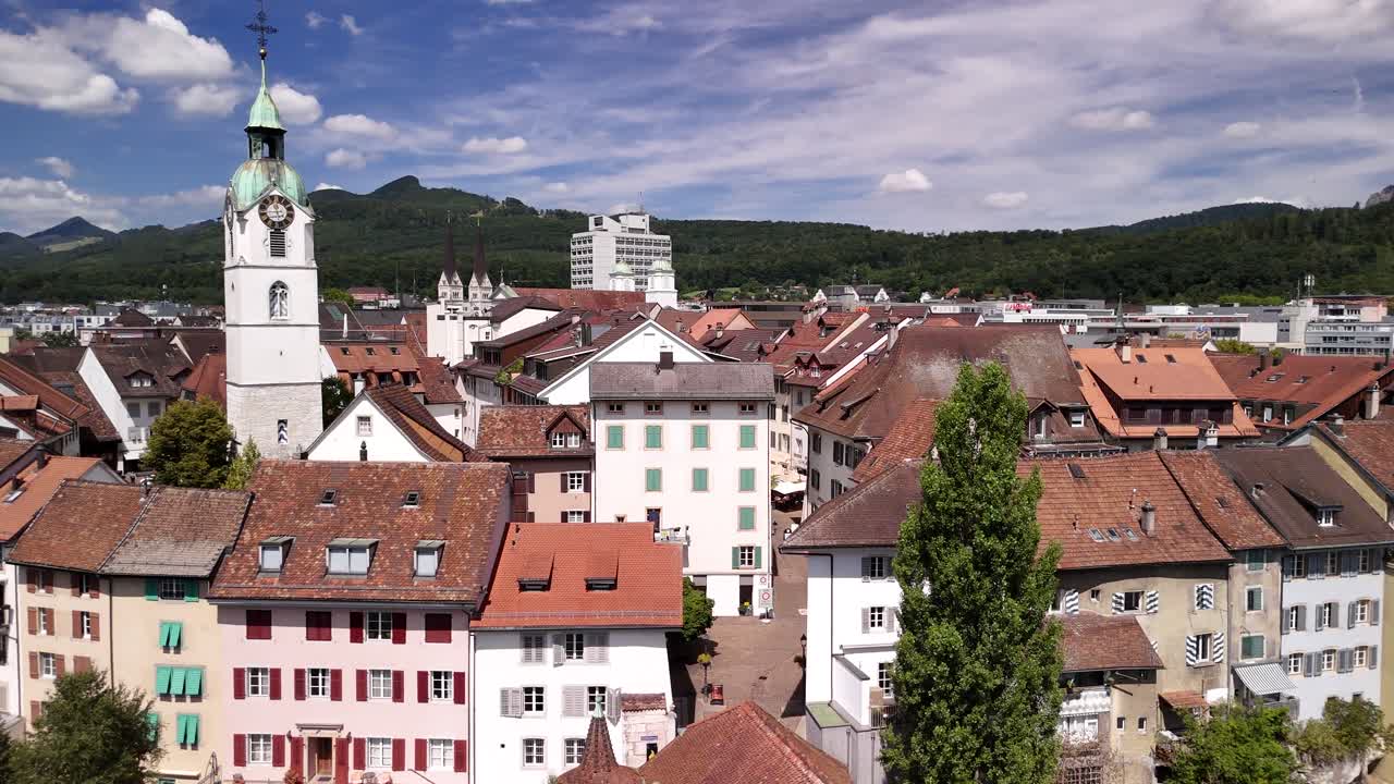 Olten town canton Solothurn Switzerland European city, aerial drone