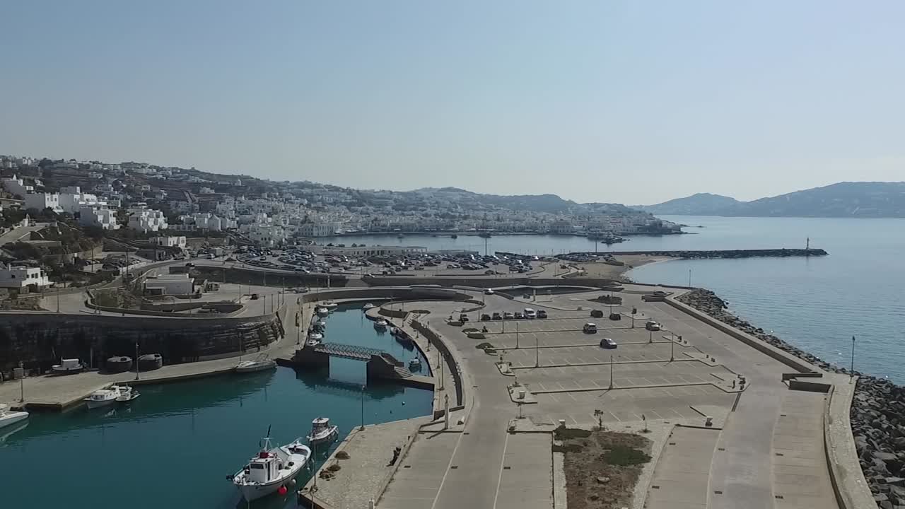 drone, vistas aéreas de mykonos grecia