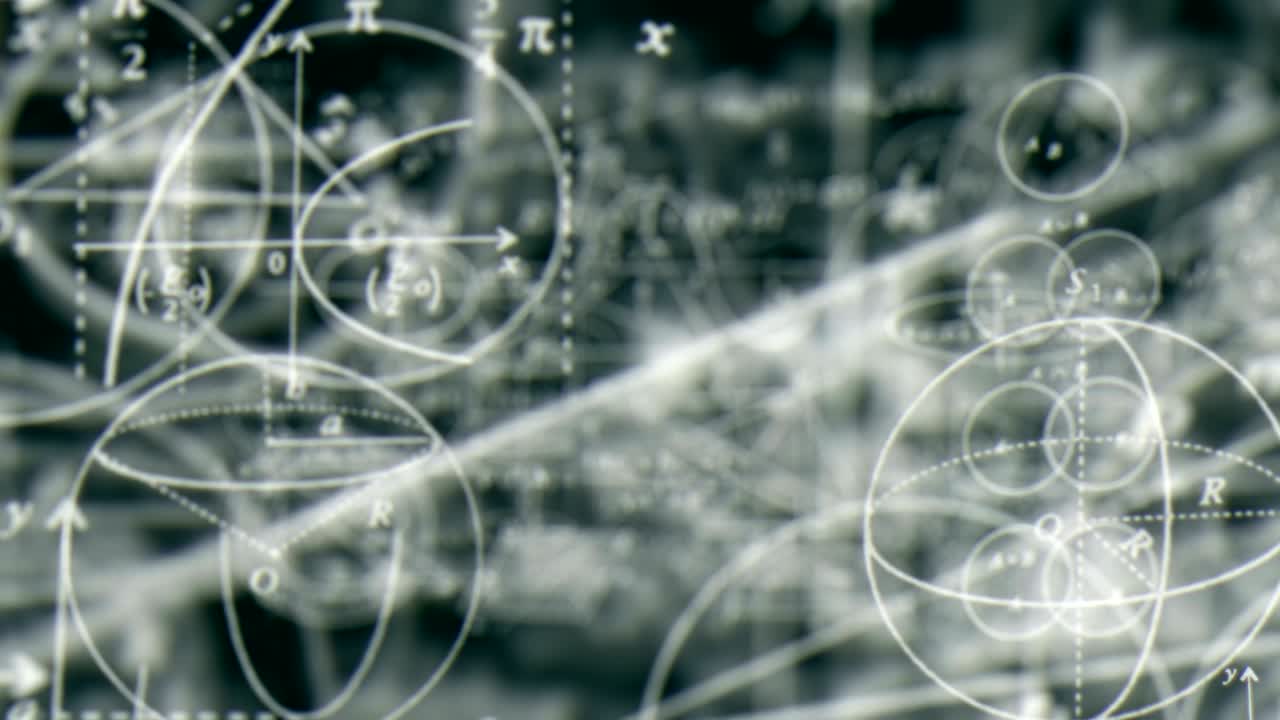 Loopable Math Symbols Journey Flying Through Camera.