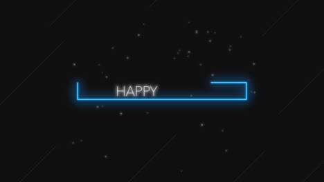 feliz pascua con líneas azules de neón con destellos en la galaxia