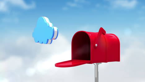 cloud symbol in the mailbox on cloudy background