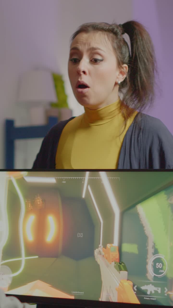 Woman's Intense Reactions While Playing Online Video Game