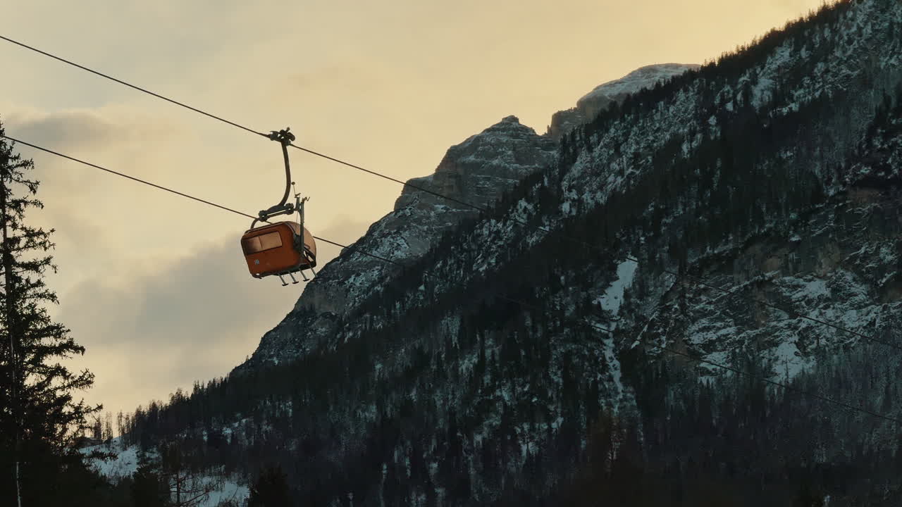 Sunset Ski Lift in the Mountains