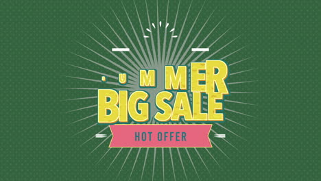 summer big sale and hot offer with sun rays and ribbon