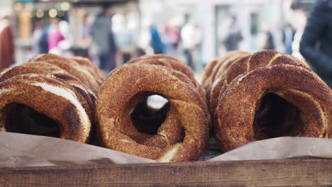 freshly baked simit bread in istanbul