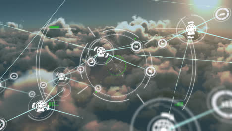 Animation-of-network-of-connections-with-icons-over-scope-scanning