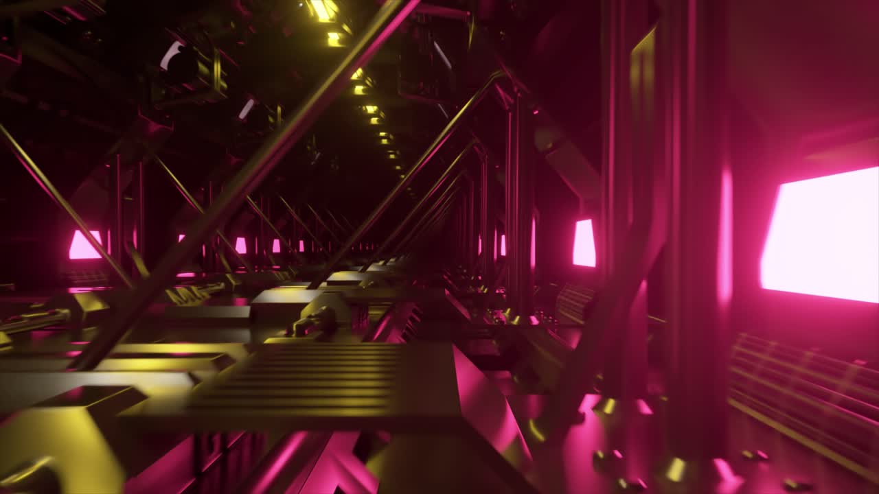 Futuristic Glowing Metal Tunnel