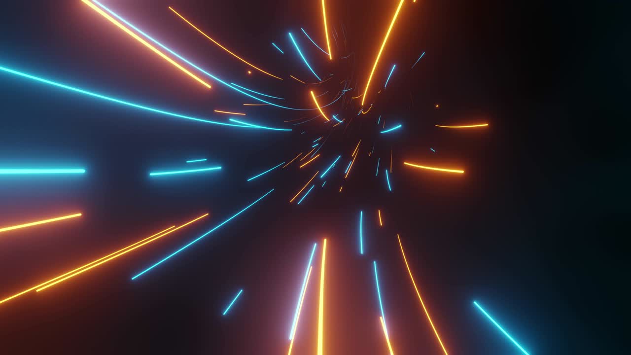 motion graphic 4k: loop senza soluzione di continuità di volo in un tunnel tecnologico digitale, sfondo astratto di tecnologia futuristica con linee per rete, big data, data center, server, internet, velocità.