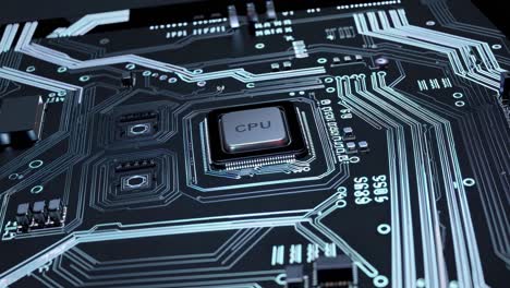 primer plano de una cpu en una placa de circuitos