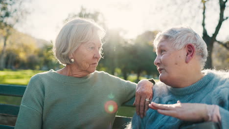 Park,-conversation-and-senior-women-in-outdoor