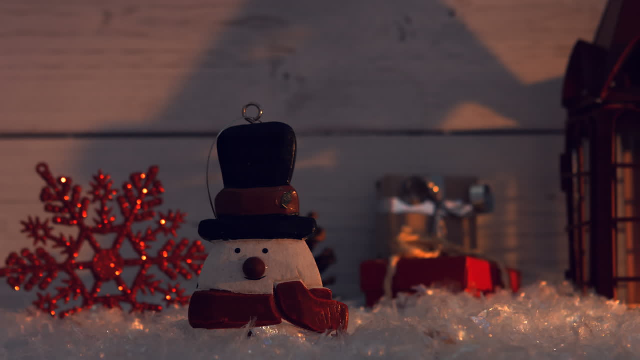 vista de las decoraciones de invierno