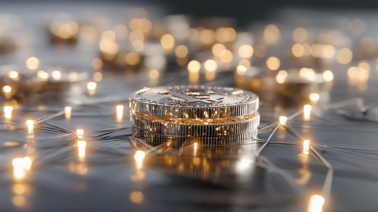 A Glimmering Array of Digital Coins Set Against a Futuristic Background, Showcasing the Rise of Cryptocurrency in Modern Finance and Technology