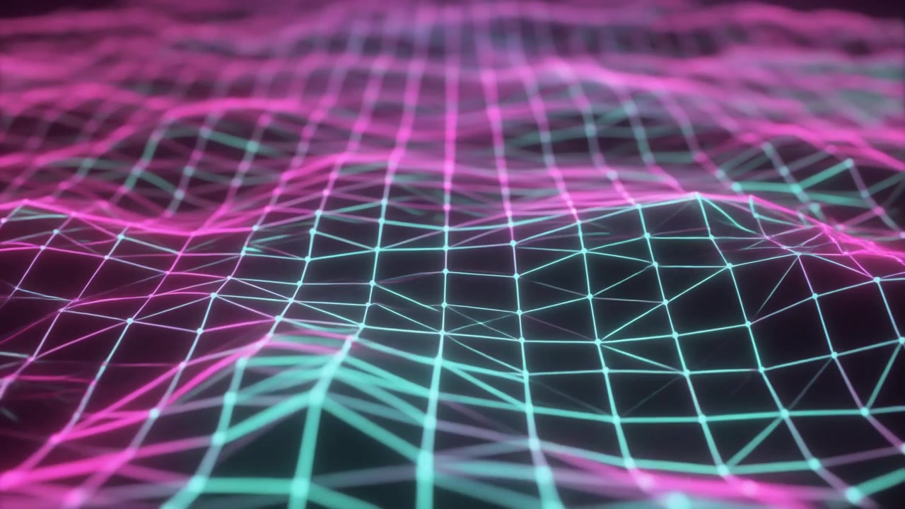 Abstract Digital Waveform with Glowing Neon Grid Lines
