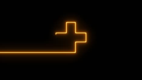 colorful abstract plus line neon blazing symbol sign on black background. plus neon line glowing moving motion.