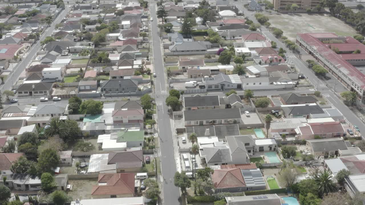Aerial shot of a residential middle class suburb in Cape Town, South Africa