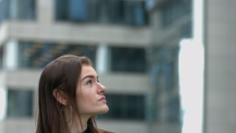 young business woman looking around