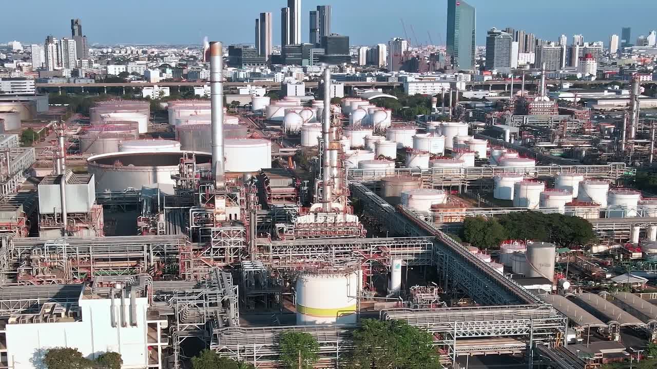 View of industrial area in Bangkok with buildings and factories