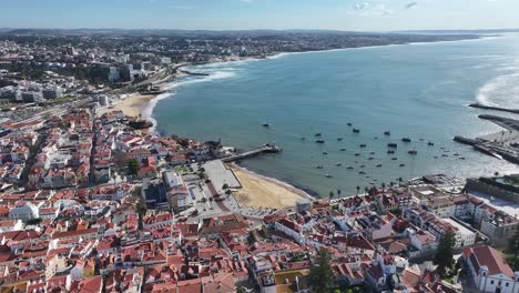 cascais skyline at cascais in district of lisbon portugal. coastal city. nature landscape. beach scenery. cascais skyline at cascais in district of lisbon portugal.