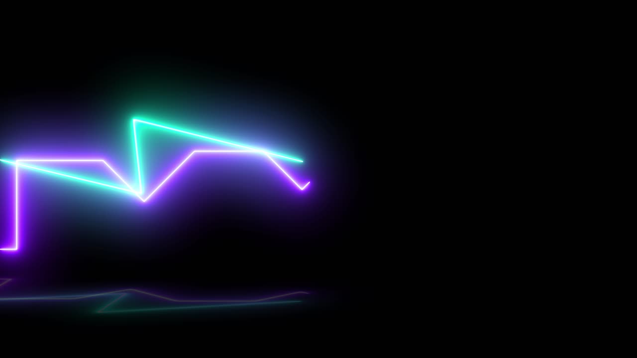 Linee Animate Luminose Viola e Verde Acqua su Sfondo Nero