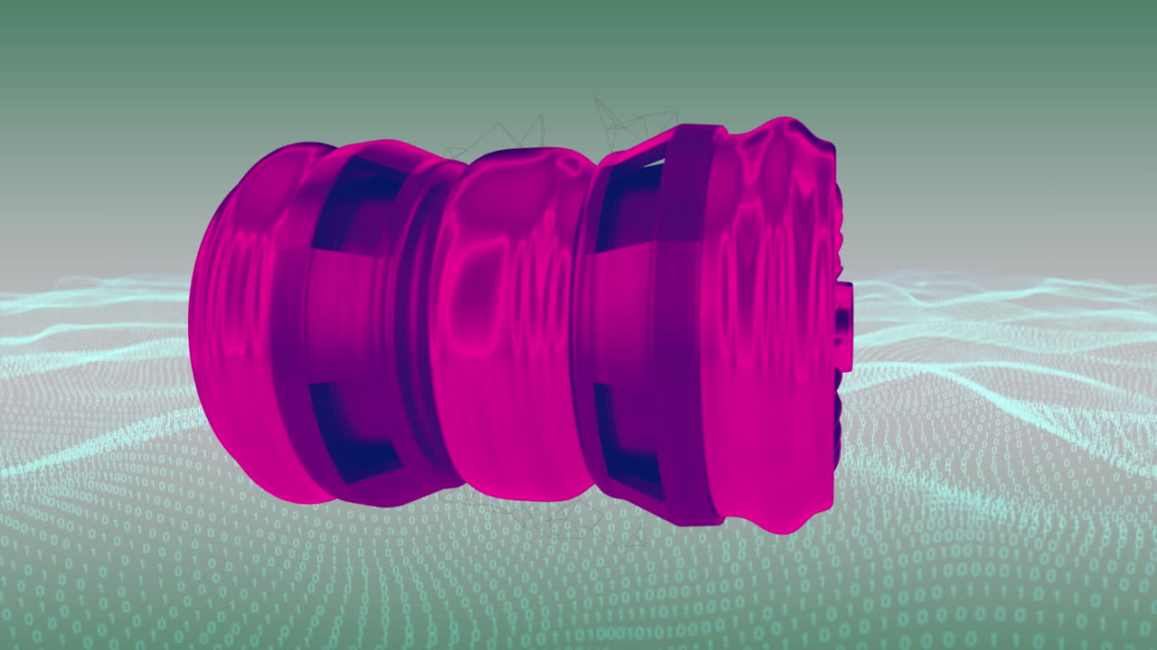 animación del motor rosado girando sobre la codificación binaria