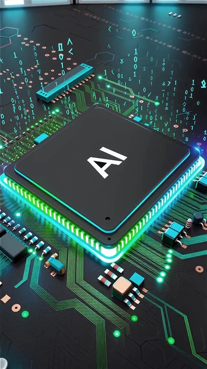 Futuristic AI Chip Motherboard Technology Background