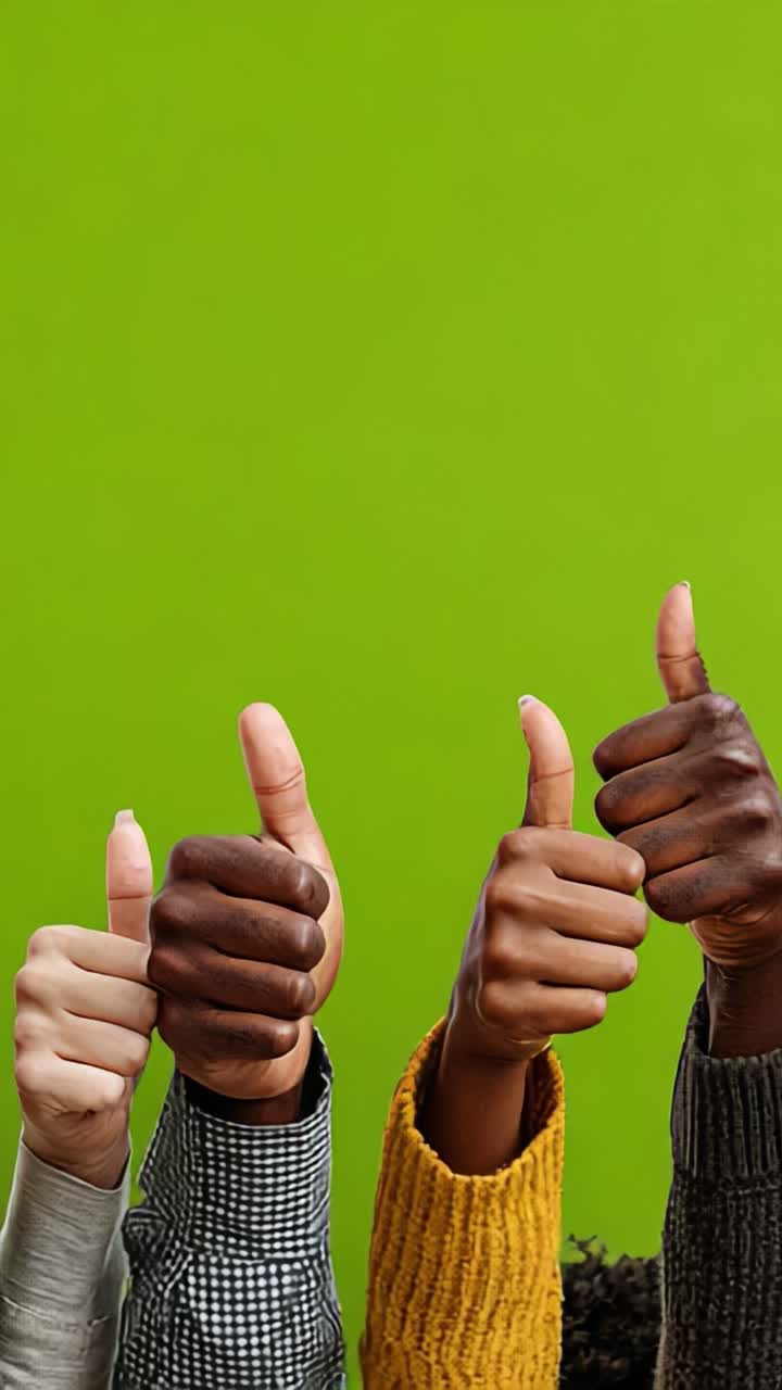 A Collection of Diverse Hands Giving Thumbs Up Against a Bright Green Background, Celebrating Positivity and Unity Through Gestures of Affirmation and Support