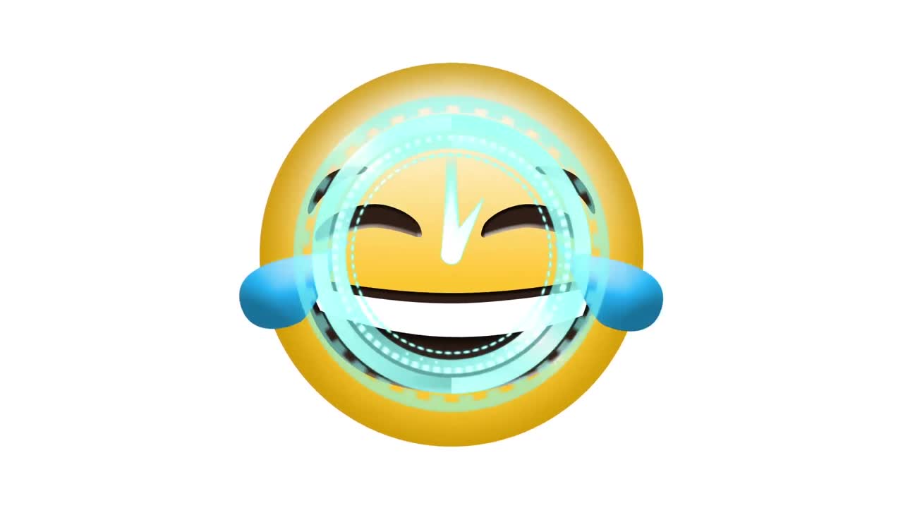 Animation of happy emoji icon over clock