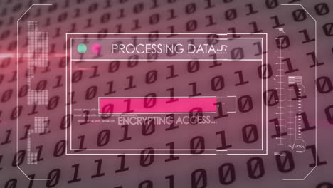 animación del procesamiento de datos en pantalla a través de codificación binaria