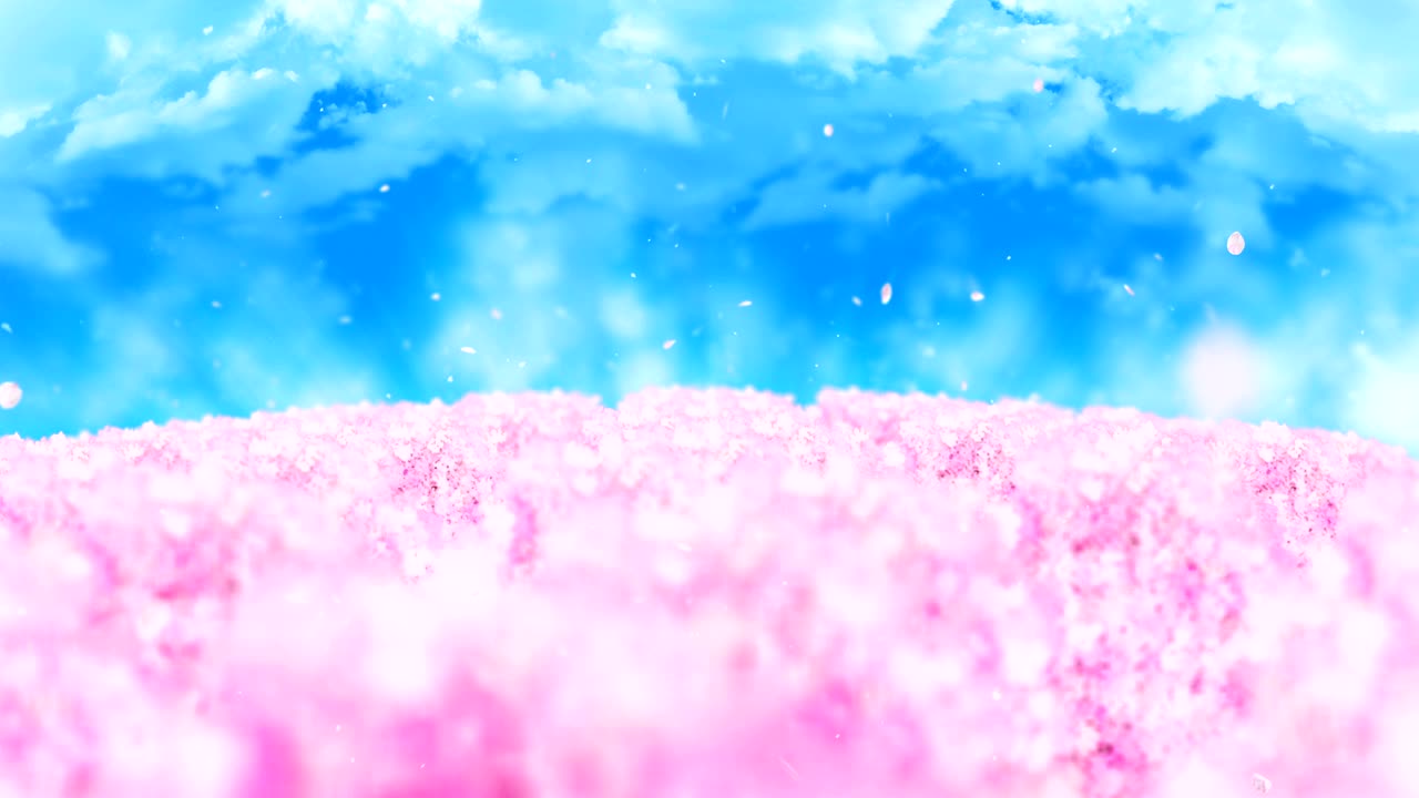 봄의 숲 풍경 일러스트레이션, 추상적인 자연 배경, 체리 꽃 루프 애니메이션