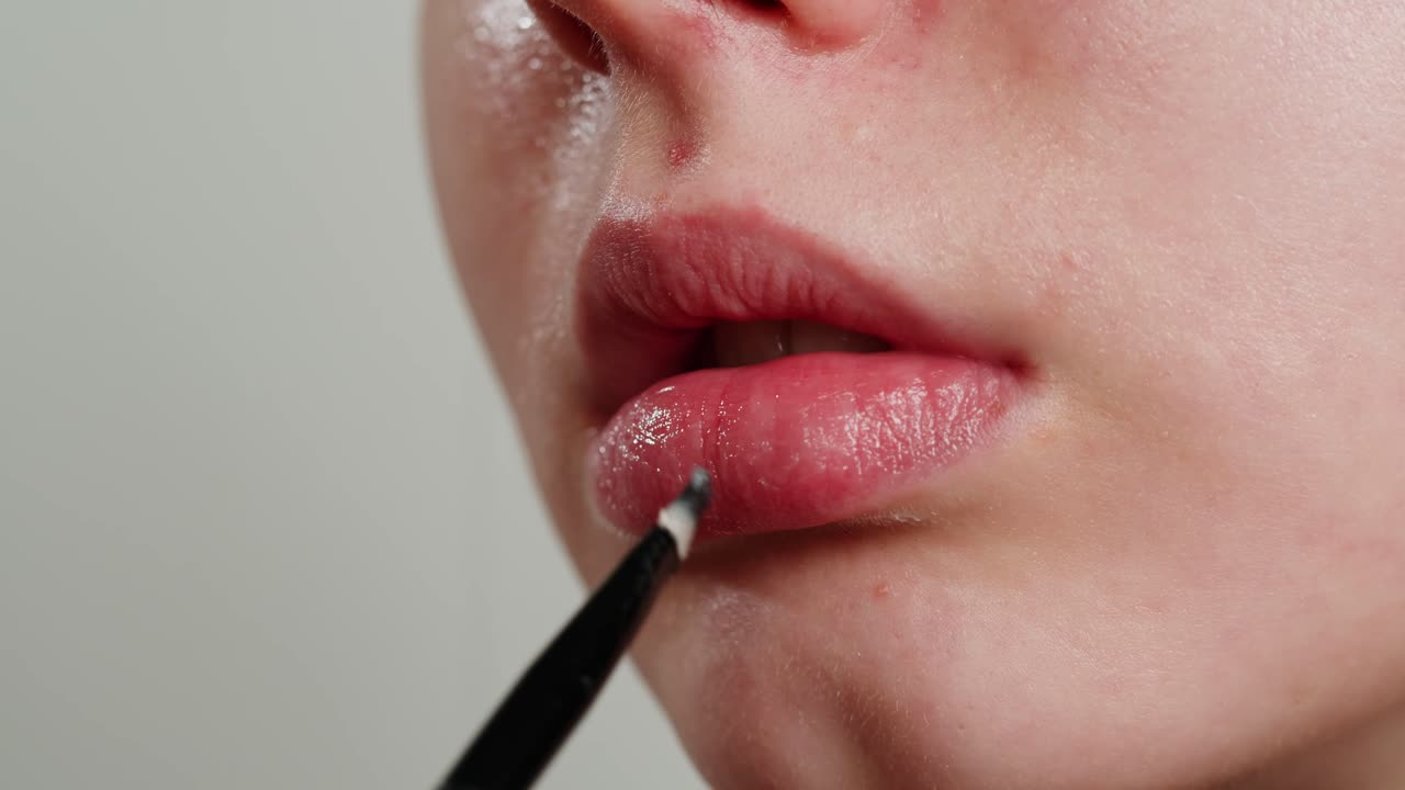aplicación de brillo para los labios o lápiz labial