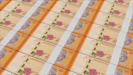 billetes de 20 ringgit de malasia impresos por una imprenta de dinero