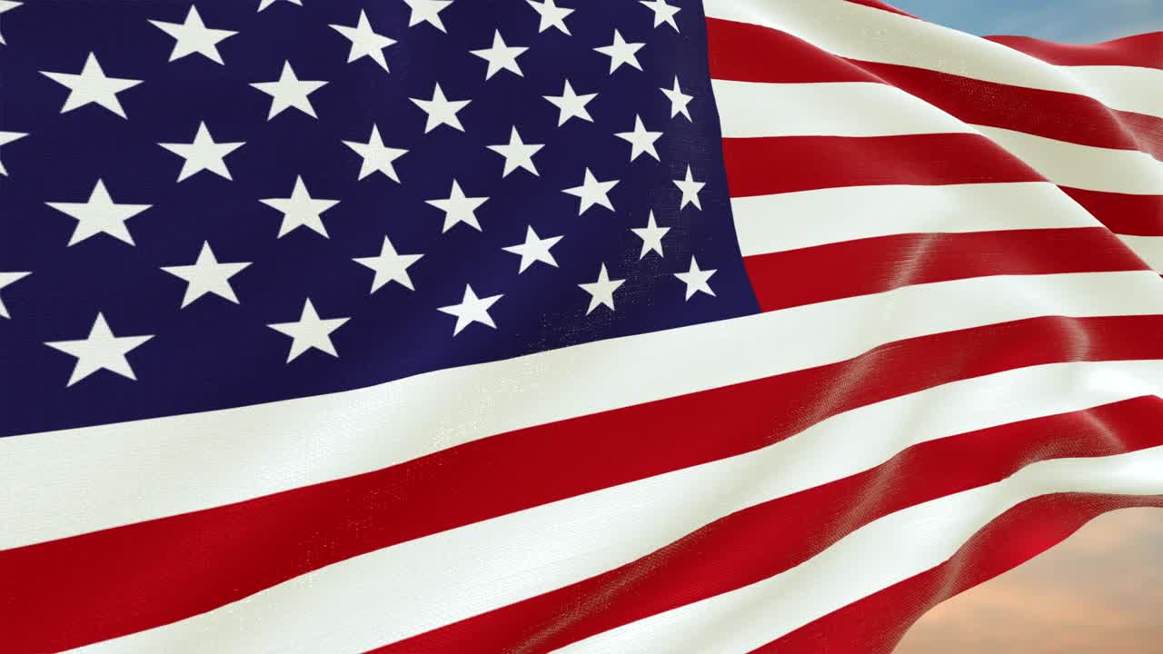 bandera realista de los ee.uu. ondeando en el viento. bucle sin costuras textura detallada de la tela