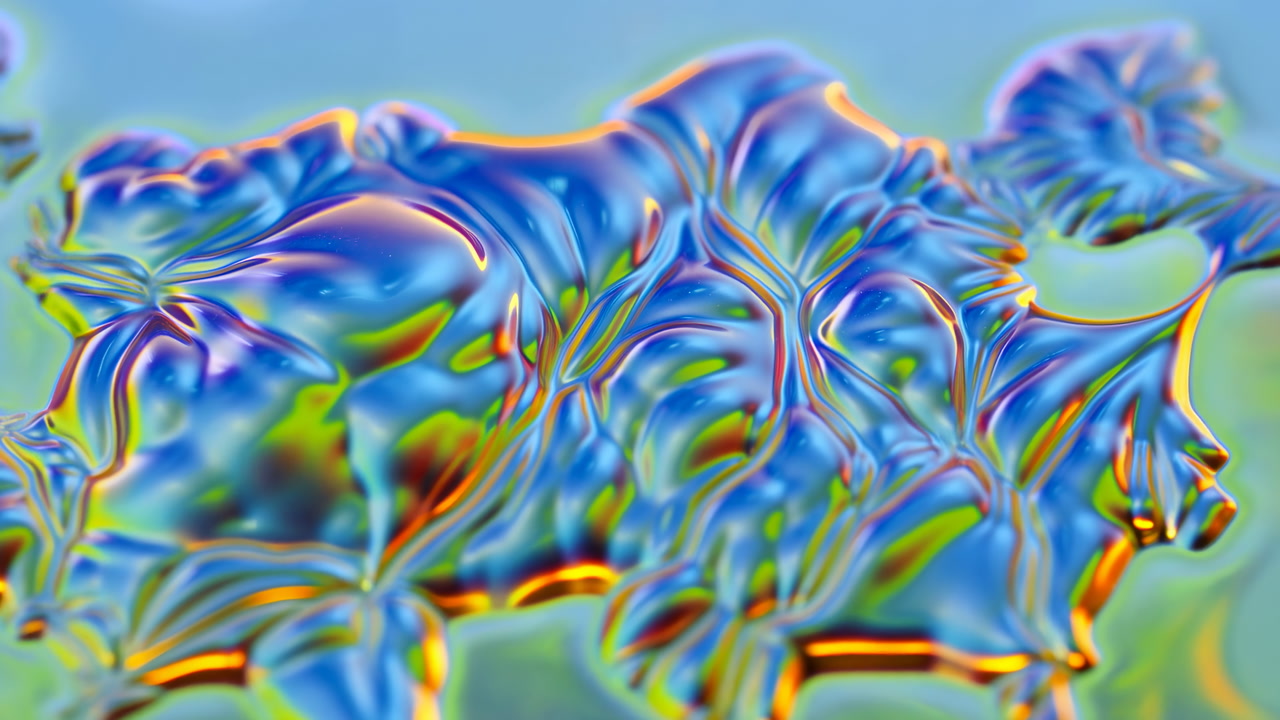Iridescent Soap Film Macro Closeup, Shimmering Prismatic Surface With Flowing Iridescence, Delicate Bubble
