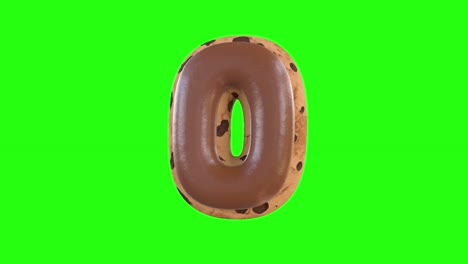 3d animation of the o letter recreating a cookie with chocolate on top