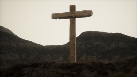 wooden crucifix cross at mountain