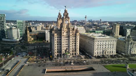 liver building approach on a sunny morning, liverpool