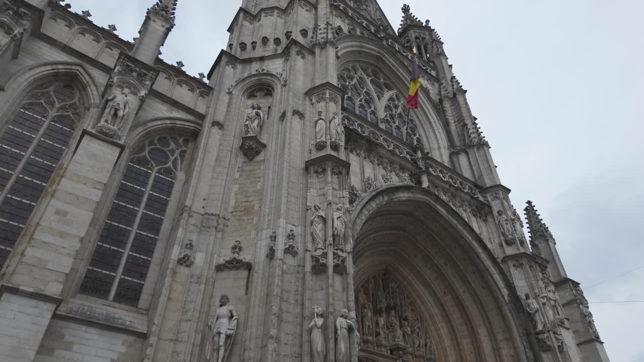 Ornate exterior of the Church of Our Lady of Victories at the Sablon, Brussels, Belgium