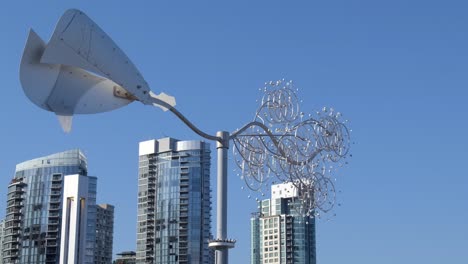 Wind-Wheel-Mobile-Sculpture-At-Vancouver-Convention-Centre-In-Vancouver,-Canada