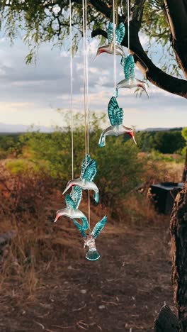 glass hummingbird wind chimes