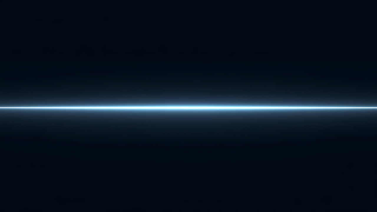 Linea di luce blu astratta e luminosa che si espande su sfondo scuro