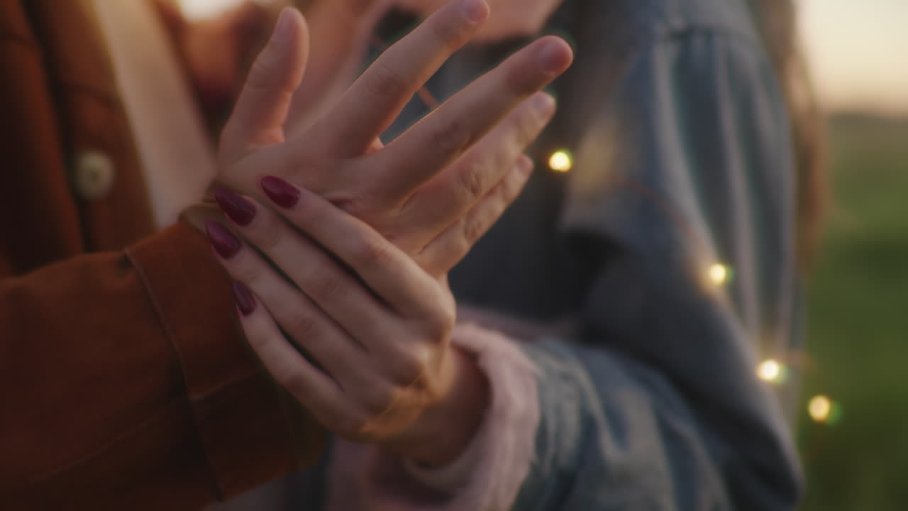 사랑에 빠진 커플의 손 발렌타인 데이