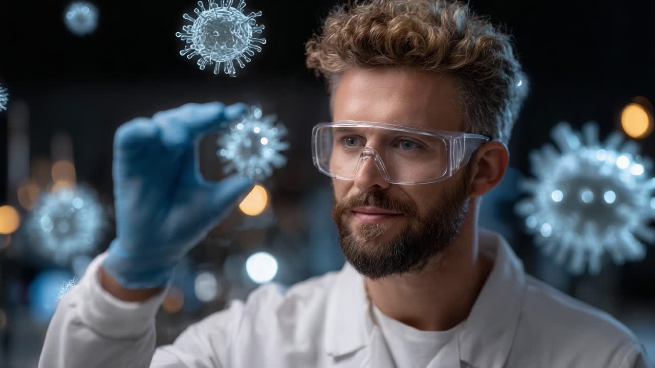 A Dedicated Scientist Examines Molecular Structures of Viruses Under Laboratory Conditions, Highlighting the Importance of Microbiology and Research in Understanding Pathogens